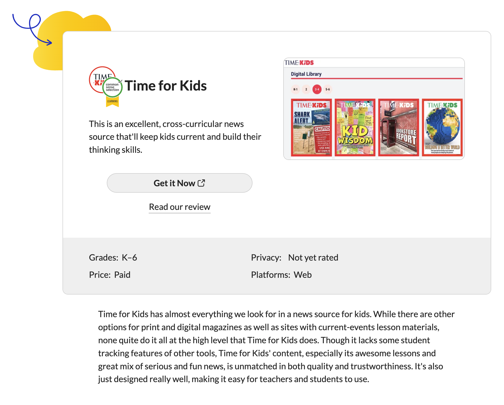 Selection for Learning on best in class page